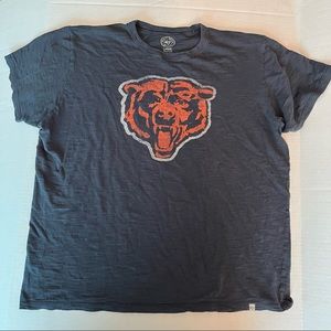 Chicago Bears DISTRESSED T-Shirt L Navy SOFT Cotton Da Fits Big Logo 47